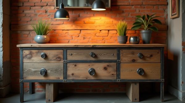 Une console en bois et métal pour un style industriel chaleureux