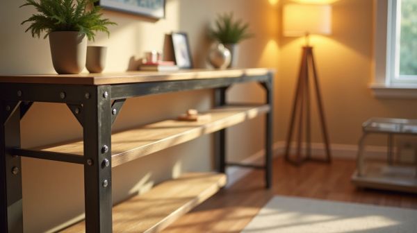 Une console en bois et métal pour un style industriel chaleureux